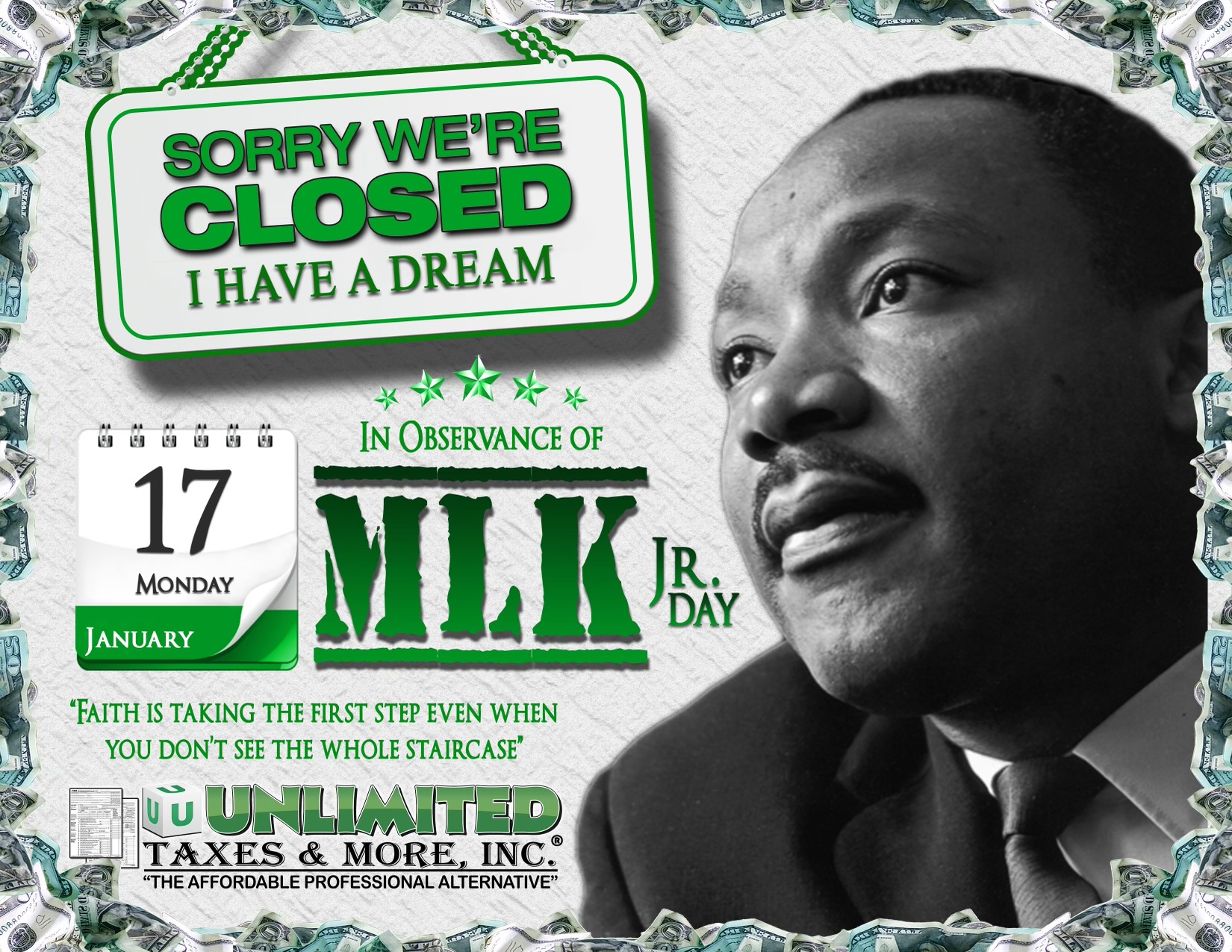 Closed for Martin Luther King Jr Day 2022